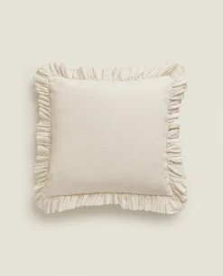 ZARA Home Throw Pillow Cover With Pleated Ruffle