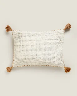 ZARA Home Throw Pillow Cover With Tassels