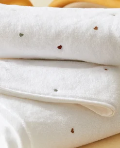ZARA Home Towel With Embroidered Hearts