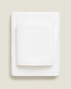 ZARA Home Velour Towel With Trim Detail