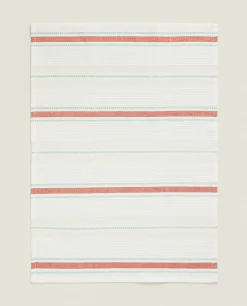 ZARA Home Waffle-Knit Cotton Kitchen Towel With Stripes (Pack Of 2)