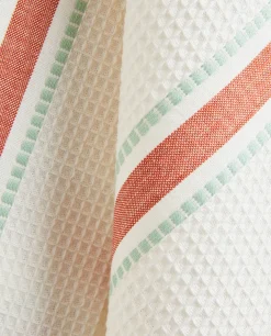 ZARA Home Waffle-Knit Cotton Kitchen Towel With Stripes (Pack Of 2)