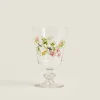ZARA Home Wine Glass With Floral Silk Screen