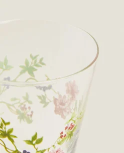 ZARA Home Wine Glass With Floral Silk Screen