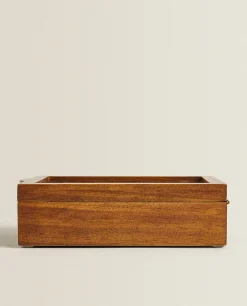 ZARA Home Wood And Linen Jewelry Box