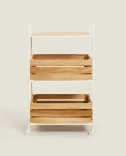 ZARA Home Wood And Metal Storage Cart