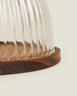ZARA Home Wooden And Glass Cake Plate