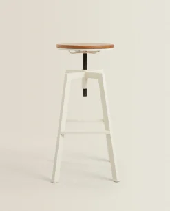 ZARA Home Wooden And Metal Swivel Stool