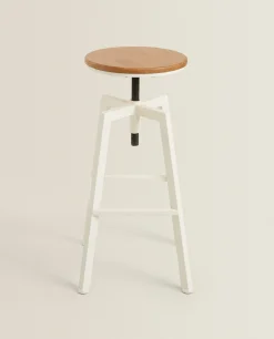 ZARA Home Wooden And Metal Swivel Stool