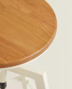 ZARA Home Wooden And Metal Swivel Stool