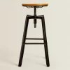 ZARA Home Wooden And Metal Swivel Stool