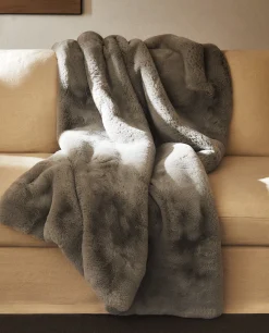 ZARA Home Xl Fuzzy Faux Fur Blanket